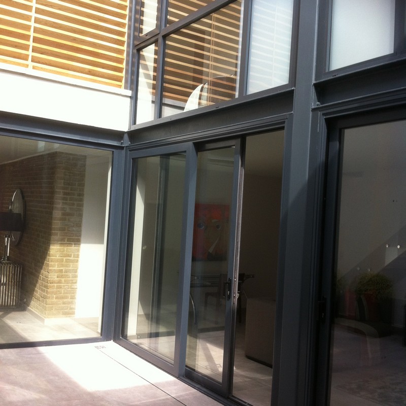 Anthracite aluminium sliding patio doors fitted in Hemel Hempstead